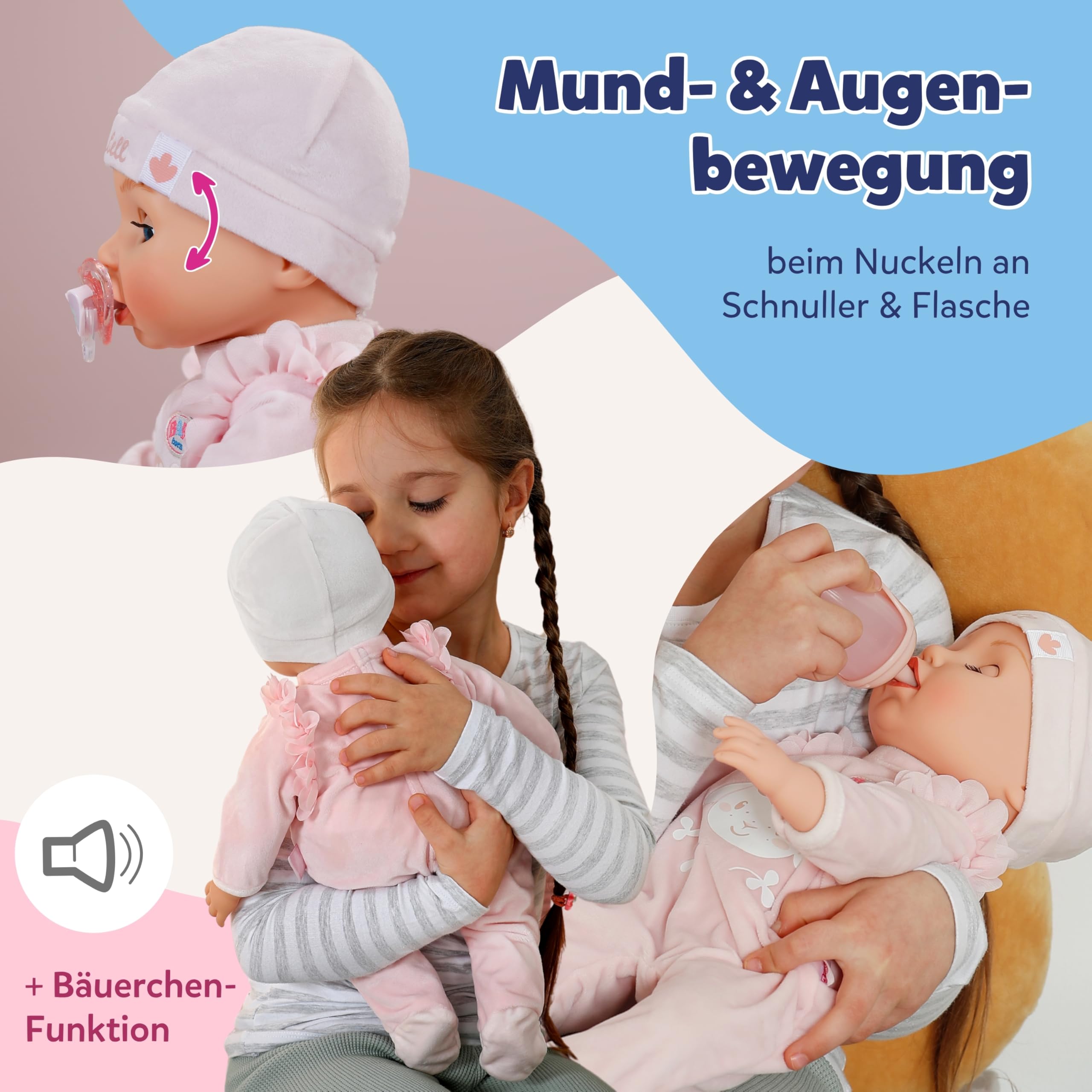 BABY Born Annabell 43 cm - Weiche Babypuppe mit 7 elektronischen Funktionen & Sound - Geeignet für Kinder ab 3 Jahren - Puppe inkl. Zubehör - Benötigt Batterien 4