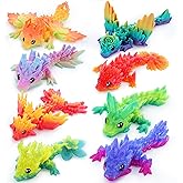 JOYIN 8 Pcs 3D Printed Dragon, 4.4" Colorful 3D Printed Flexible Articulated Dragon Fidget Toys for Valentine Home Office Desk Decor, Autism Stress Relief Fidget Toys for Kids & Adults Birthday Gift