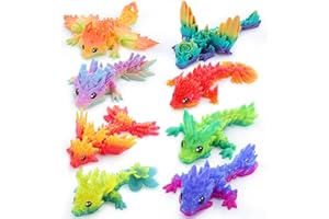 JOYIN 8 Pcs 3D Printed Dragon, 4.4" Colorful 3D Printed Flexible Articulated Dragon Fidget Toys for Home Office Desk Decor, Autism Stress Relief Fidget Toys for Kids & Adults Birthday Gift