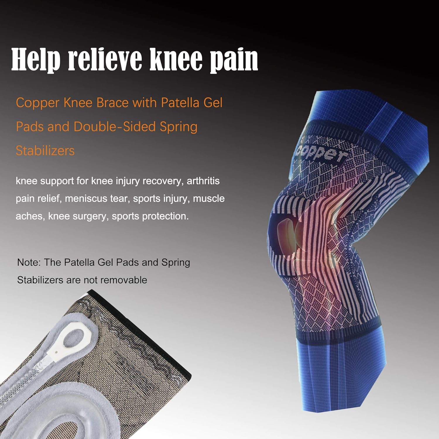 Copper Knee Brace with Patella Gel Pads and Side Stabilizers - Professional Copper Knee Sleeve for Arthritis Pain and Support,Running,Sports,Injury Recovery-[Single] (TAN, X-Large): Industrial & Scientific