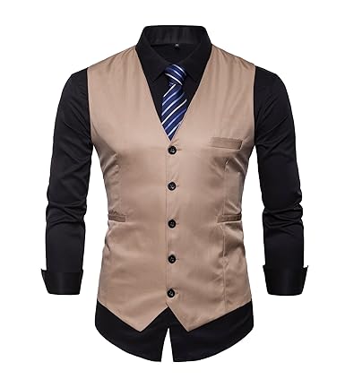 AYG Herren Gilet Weste Hochzeit Veste Freizeit Waistcoat Wedding Vest M-3XL