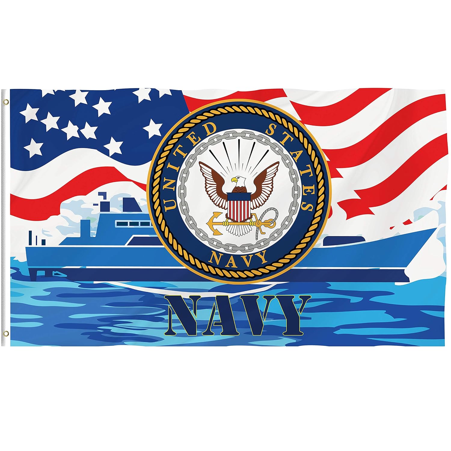 Bonsai Tree 3x5 Feet Us Navy Flag - Vivid Color and Fade Resistant and Double Sided – Polyester Army Flags with Brass Grommets American Military Home Decorations Gifts