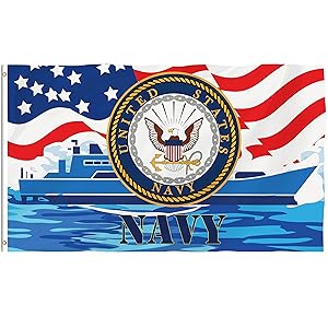 Bonsai Tree 3x5 Feet Us Navy Flag - Vivid Color and Fade Resistant and Double Sided – Polyester Army Flags with Brass Grommets American Military Home Decorations Gifts