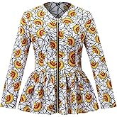SHENBOLEN Women African Print Shirt Ankara Long Sleeves Top