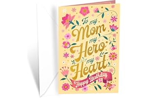 Prime Greetings Birthday Card For Mom (Mother), Made in America, Eco-Friendly, Thick Card Stock with Premium Envelope 5in x 7.75in, Packaged in Protective Mailer