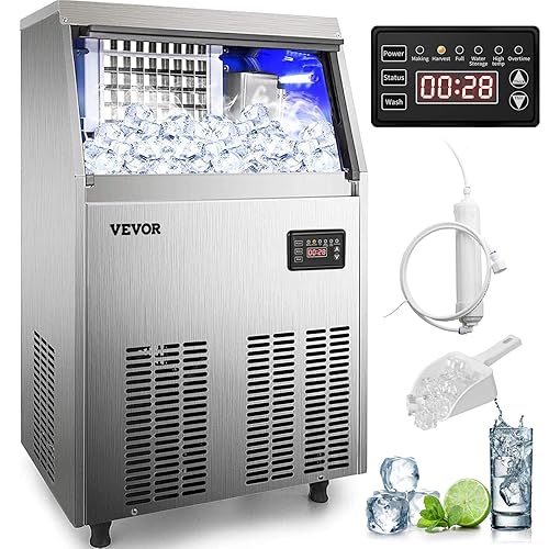 VEVOR 110V Commercial Ice Maker 90-100LBS/24H with 33LBS Bin Full Heavy ...