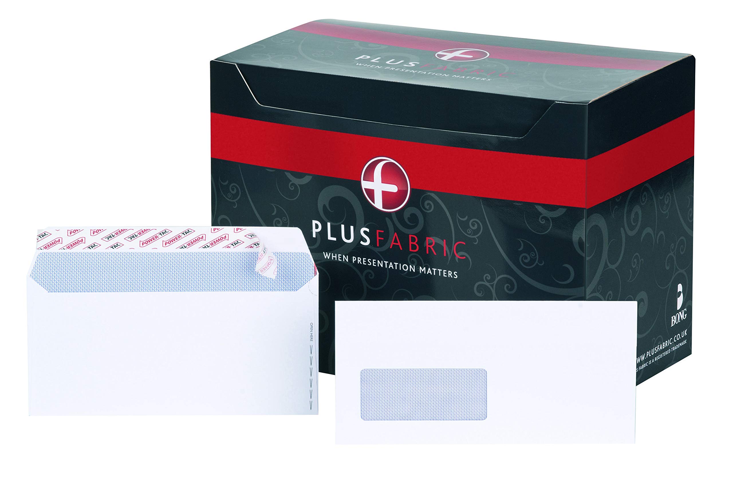 Plus Fabric DL Prestige White 120gsm Window P&S Powertac Wallet Box of 500 Envelopes