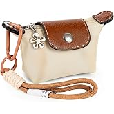 Mini Coin Purse Keychain for Women &ndash; Small Nylon Dumpling Bag Change Pouch with Wristlet Strap, Cute Zipper Wallet for Keys, Cards, Cash &amp; Earbuds, Lightweight Travel Essentials Organizer