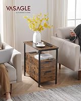 VASAGLE Slim Side Table with Charging Station Rustic Brown Black LET326B01 view 2