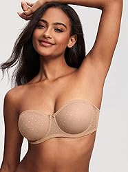 DOBREVA Women's Mesh Strapless Bra Sheer Unlined
