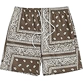 Men's Boho Tribal Paisley Print Drawstring Waist Summer Beach Hawaiian Cool Graphic Shorts Men