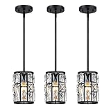 Modern Crystal Pendant Light Fixture 3-Pack Matte