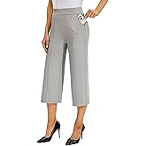 Willit Women's Capri Pants Dress Yoga Pants Wide Leg Business Casual Capris Work Slacks Stretch High Waisted 21"