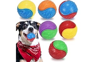 LECHONG 6-Pack Squeaky Dog Balls, 2.5" Tough Dog Balls Fit with Dog Ball Launcher, Rubber Dog Toy Balls for Puppy Small Mediu