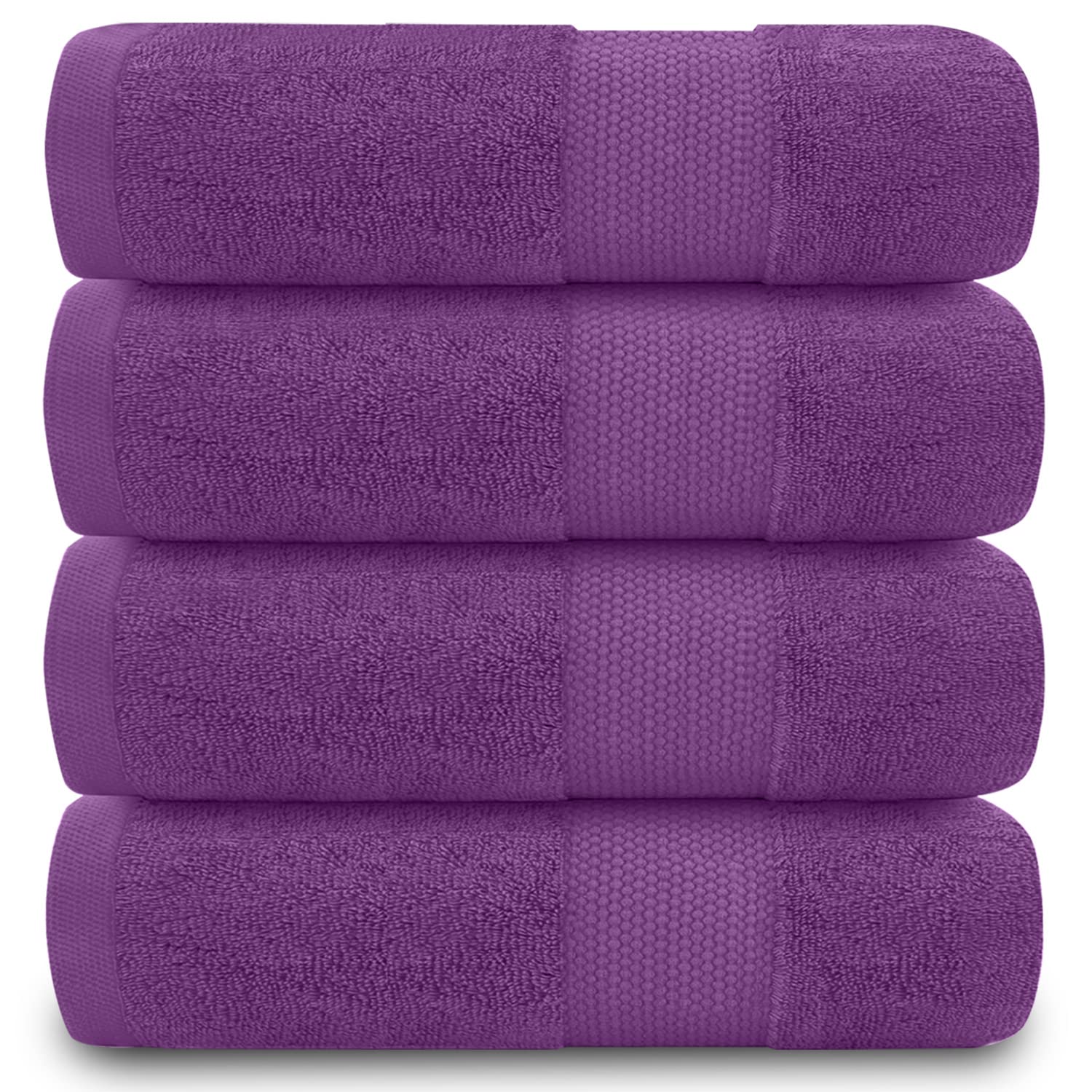 GC GAVENO CAVAILIA Fade Resistant Bathroom Towels Set, 700 GSM Premium Quality Extra Absorbent 100% Cotton Bath Towel, Purple, 4PK Hand Towel