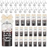 Skylety 20 Set Employee Appreciation Team Gifts Bulk with Cream Bow 20 13.5 oz Skinny Make A Great Team Plastic Cup with Lid Straw 20 Inspirational Keychain Birthday Gift for Men Women Coworker