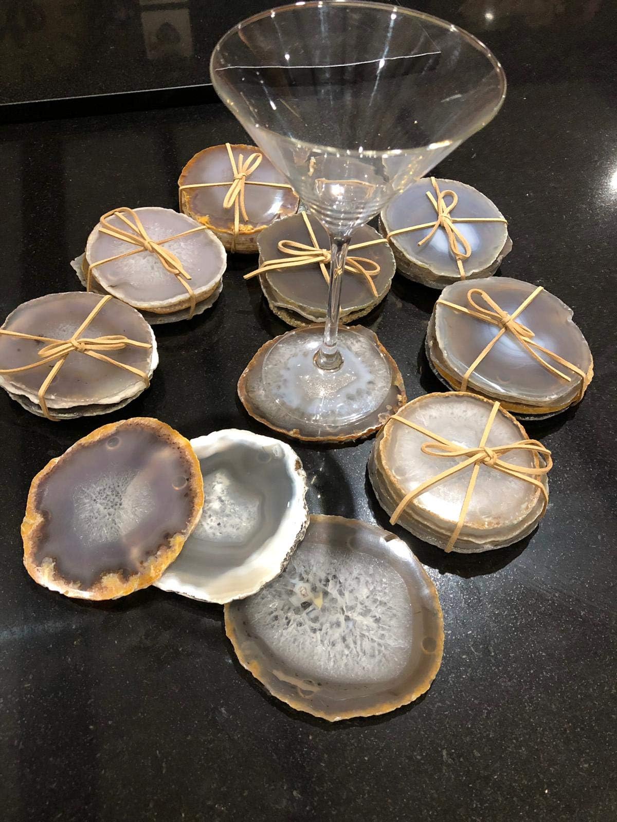 Grey Agate Microcrystalline Quartz Premium Coasters (set of 4) Gift