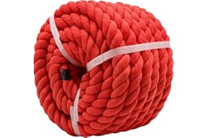VEIZEDD Red Rope 1 Inch x 25 Feet Thick Cotton Rope for for Landscaping, Railing,Decorating,Wedding,Tug of War