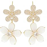 StyleJella Hypoallergenic Flower Earrings for Women: Dainty Cluster Trendy Dangle, Gold Plated Rhinestone, Perfect for Spring Fashion Jewelry Gifts