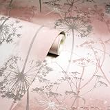 Arthouse Damselflies Glitter Sparkle Wallpaper Pink Silver Grey Botanical view 6