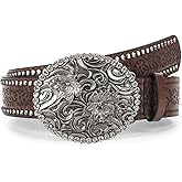 OVOY Women Western Cowboy-Cowgirl Rhinestone Belt, Vintage Western Bling Buckle PU Leather Belt Fits Waist 28-38"