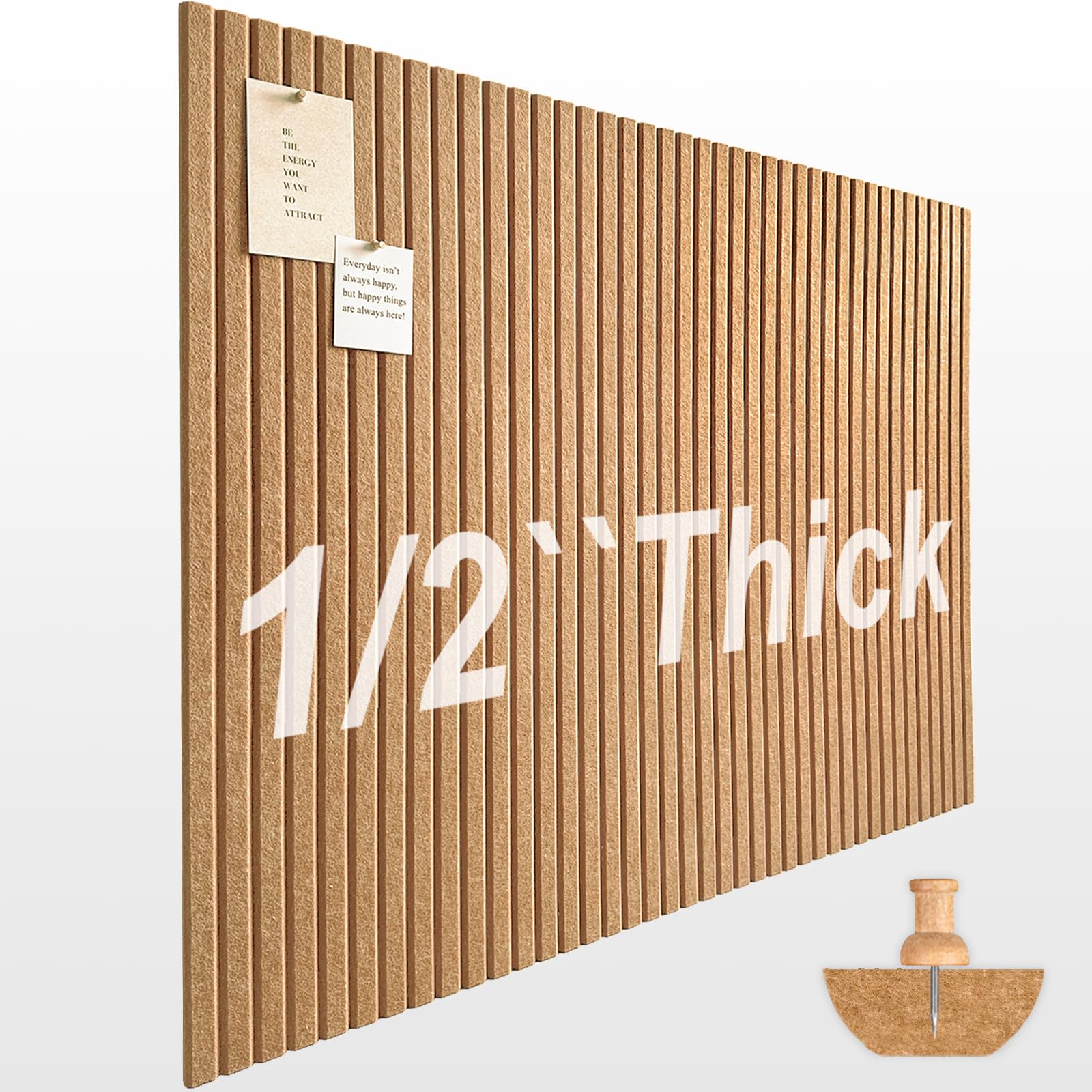 Photo 1 of Large Cork Boards for Walls 48"x 36" - 1/2” Thick Bulletin Board, 12 Pack Felt Wall Tiles with Slat Wall Paneling, Pin Board Corkboards for Office - Copper