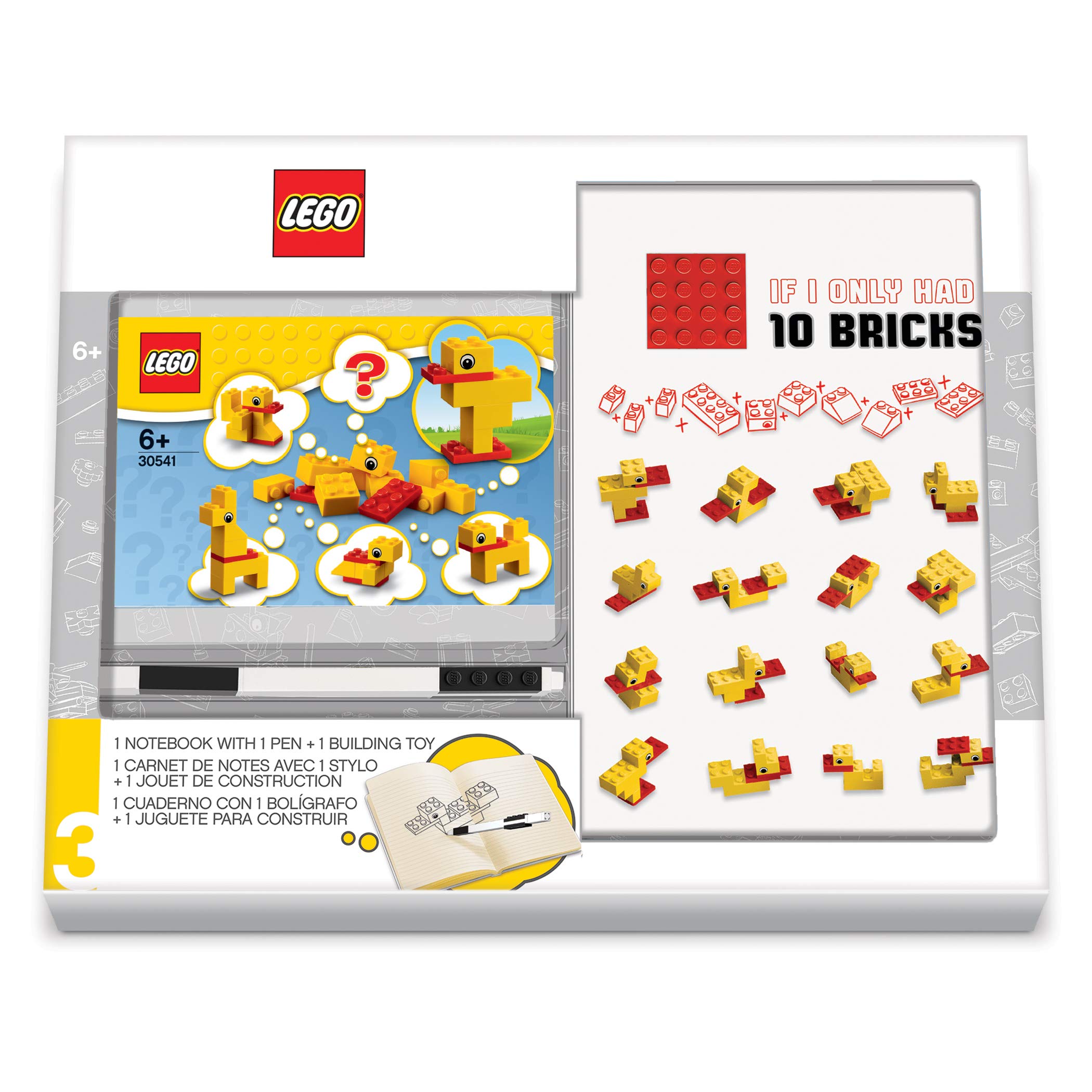 LEGO Creativity Set with FSC Certified Journal, Black Gel Pen and LEGO Duck Building Toy