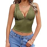 Avidlove Lace Tank Top for Women Summer Deep V Neck Y2K Crop Top Sexy Slim Fit Going Out Tops
