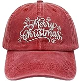 MJJLYYU Merry Christmas Hats for Men Women - Embroidered Baseball Cap Adjustable Hat, Low Profile Dad Hats, Unisex Cotton Cap