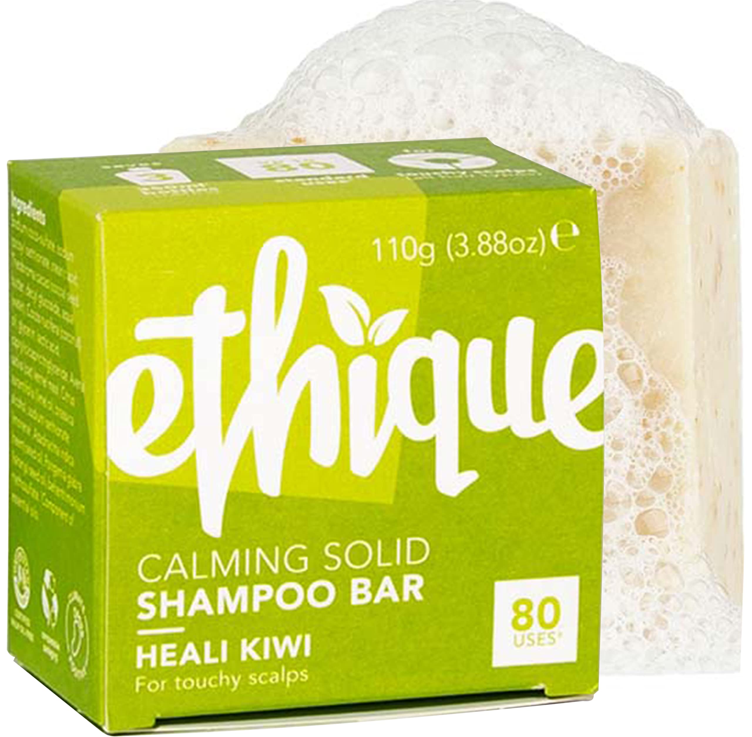 Ethique Heali Kiwi Calming Solid Shampoo Bar for Dry, Itchy, Flaky & Oily Scalps and Hair (80 Washes) Vegan, Eco-Friendly, Plastic-Free, Cruelty-Free