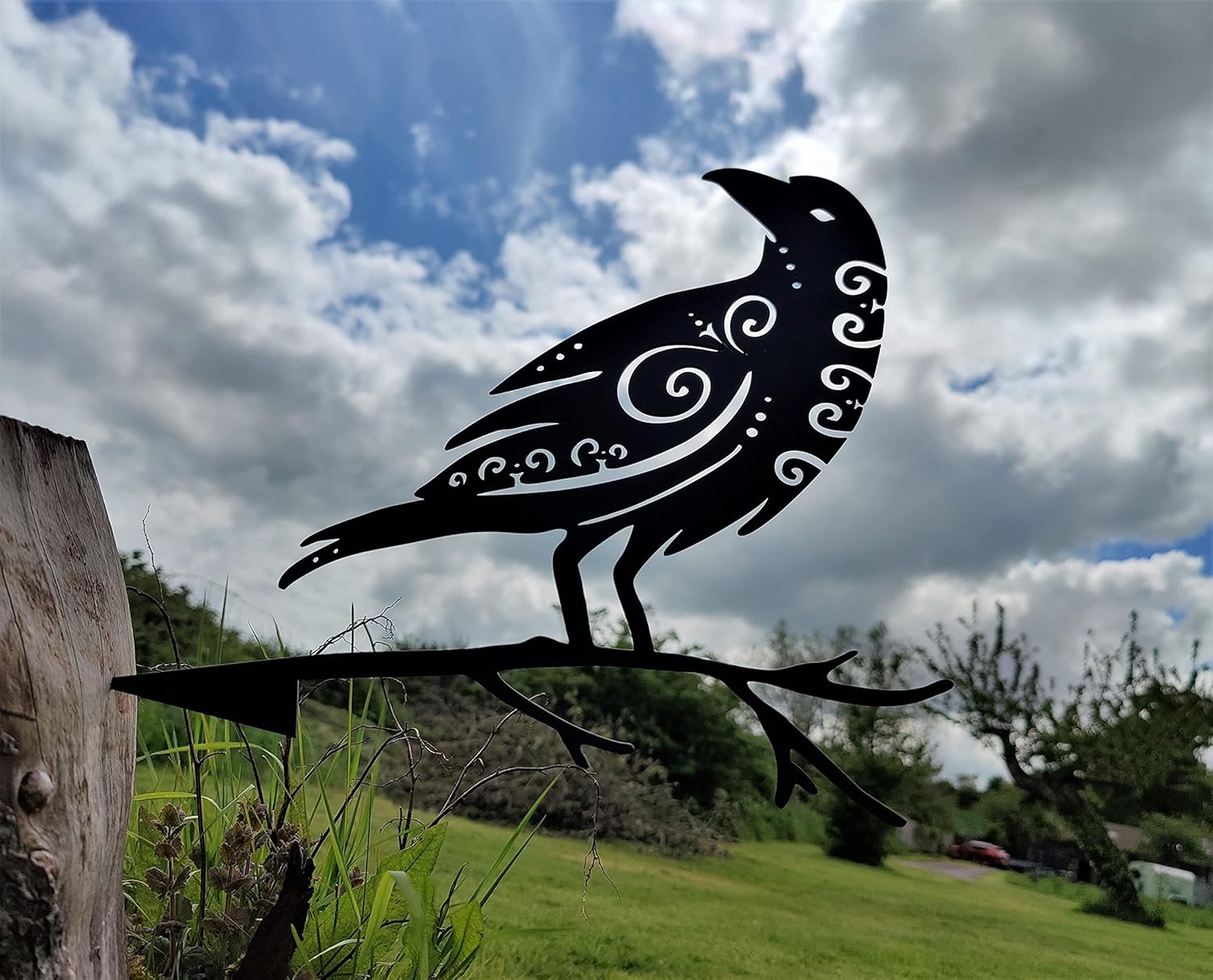 Plaques & Wall Art - Somerset Quintessence Metal Bird Garden Art - Odins' Raven Muninn | Pagan Decor | Viking Art | Metal Art | Garden Art | Backyard Art | Tree Art | Silhouette Art | High Grade Steel