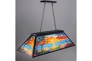 TOCHIC Tiffany Pool Table Light, 3-Light Tropical Beach Crocodile Billiard Lights for Over Pool Table, Coastal Billiards Light Fixtures for Snooker Game Room Man Cave Club Dining Room Kitchen Island