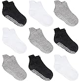 Zaples Baby Non Slip Grip Ankle Socks with Non Skid Soles for Infants Toddlers Kids Boys Girls