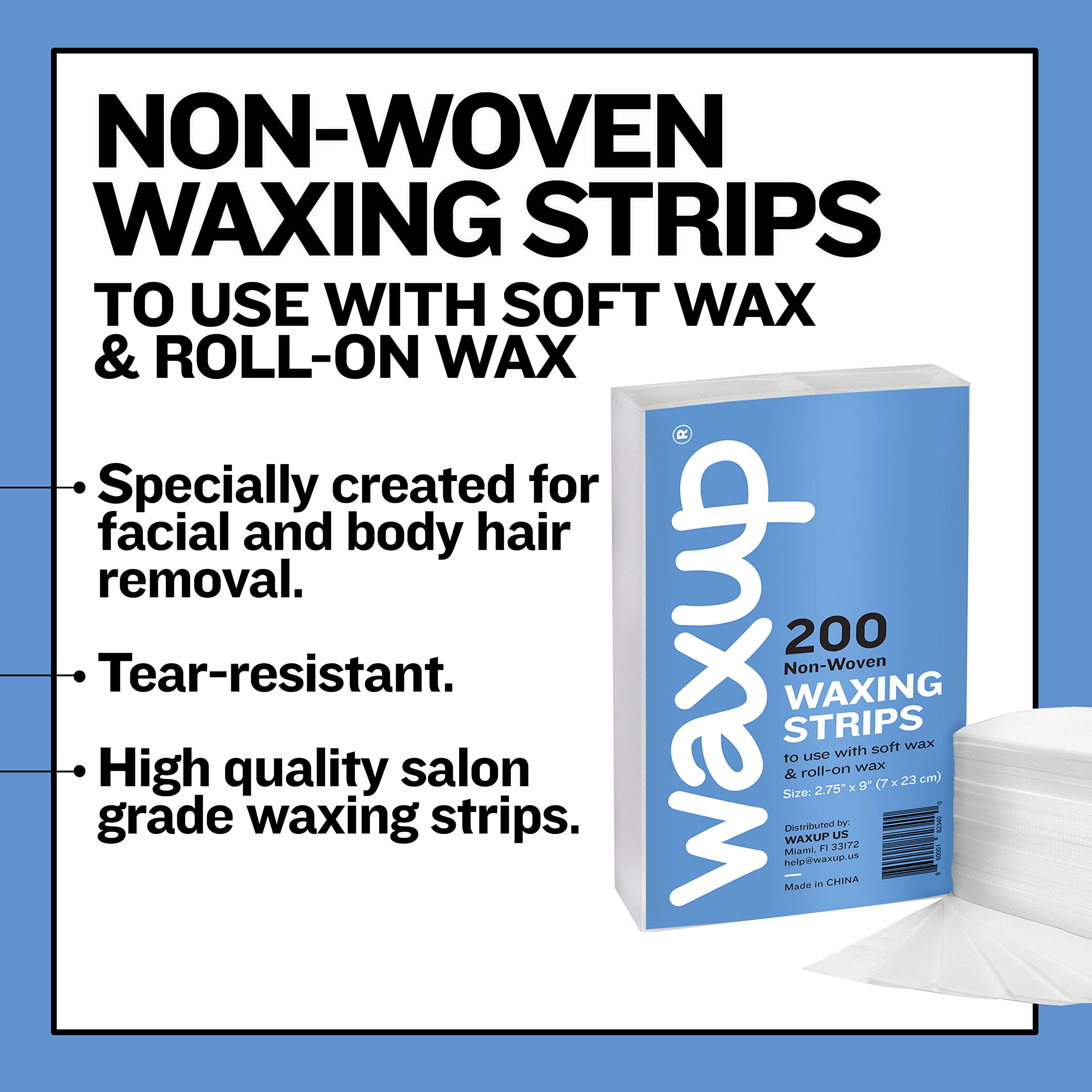 Non-Woven Wax Strips 3x9, Disposable Large Waxing Strips, Use with Soft Wax for Hair Removal, Ideal for Facial Small Areas or all Body (Legs, Bikini, Arms, Face, Back) Same as 50 Yards Roll
