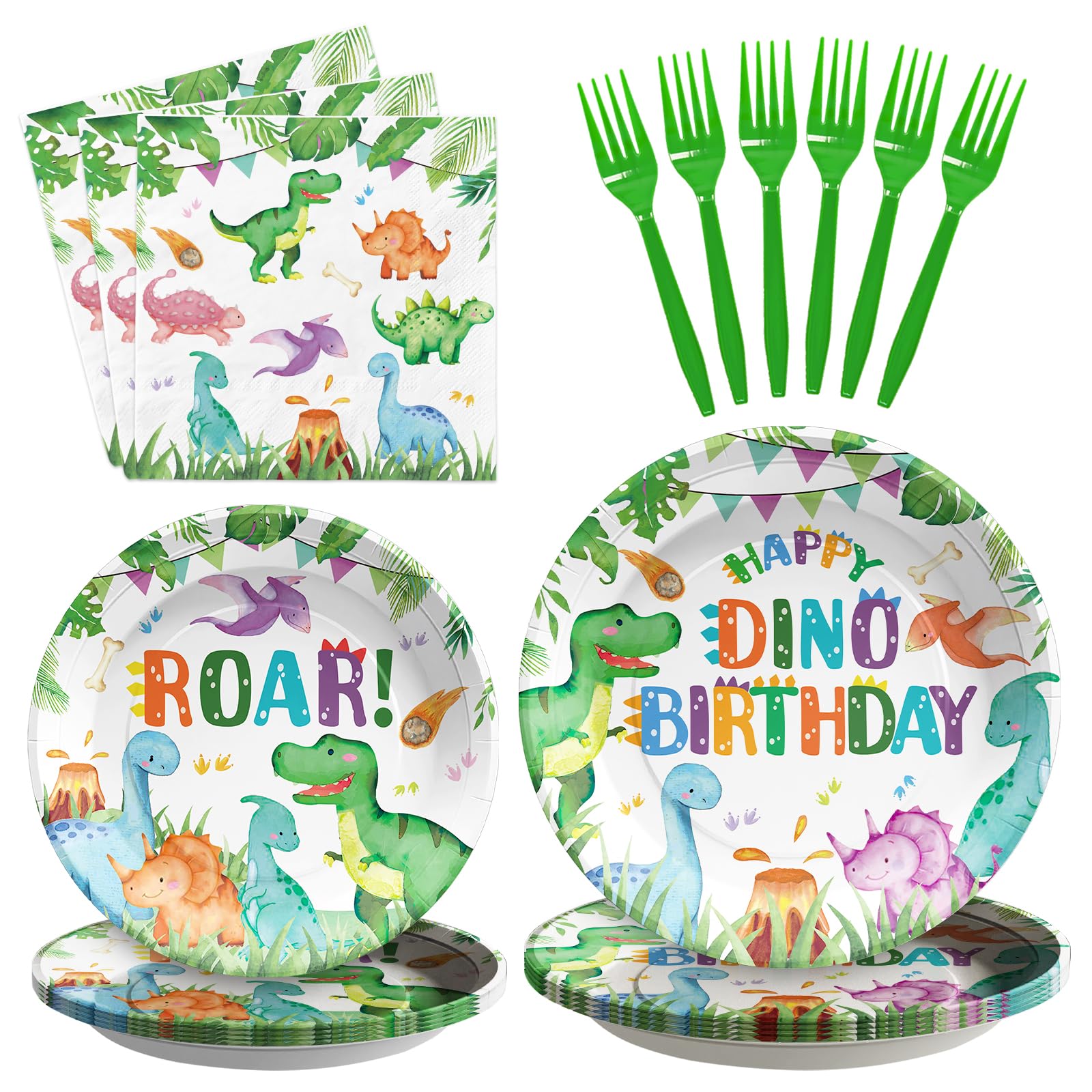 Grencian 96 Pcs Dinosaur Birthday Party Supplies