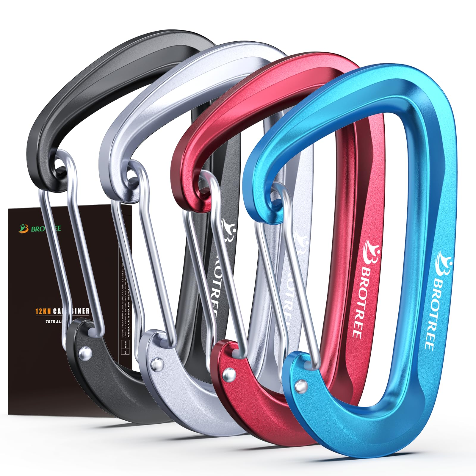 BROTREE 12KN Carabiner Clips Heavy Duty Carabiners for Hammock, Camping, Hiking, Backpack and More (2 or 4 Packs)
