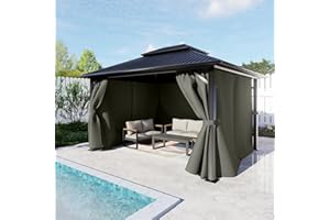 BPS 12' x 14' Gazebo Privacy Curtains with Double Zipper, 4-Panels Side Wall Universal Gazebo Side Panels Replacement for Pat