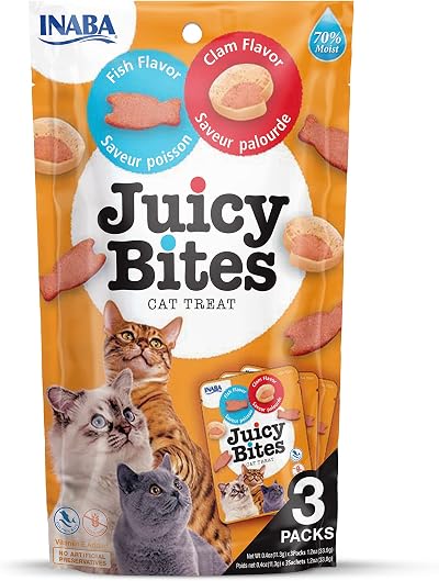 INABA Juicy Bites Cat Treat Fish & Clam 6 Pack 198g Soft Moist