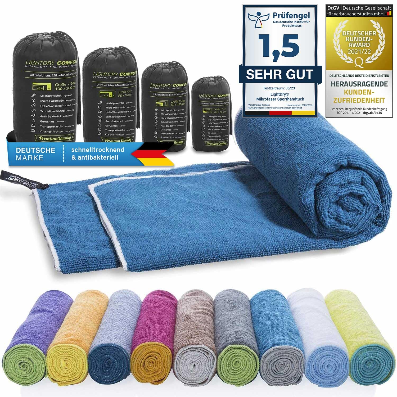 Original microfiber backpack sports towel for women and men travel towel extremely quick-drying sports beach and bath towel absorbent, light and antibacterial different sizes (80x40cm, Petrol)