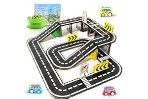 Drofex 42pcs Magnetic Tiles Road, Magnetic Building Blocks City Construction Toys for 3+Year Old Boys Girls, Kids Toys Montessori Toys for Toddler, STEM Learning Gifts
