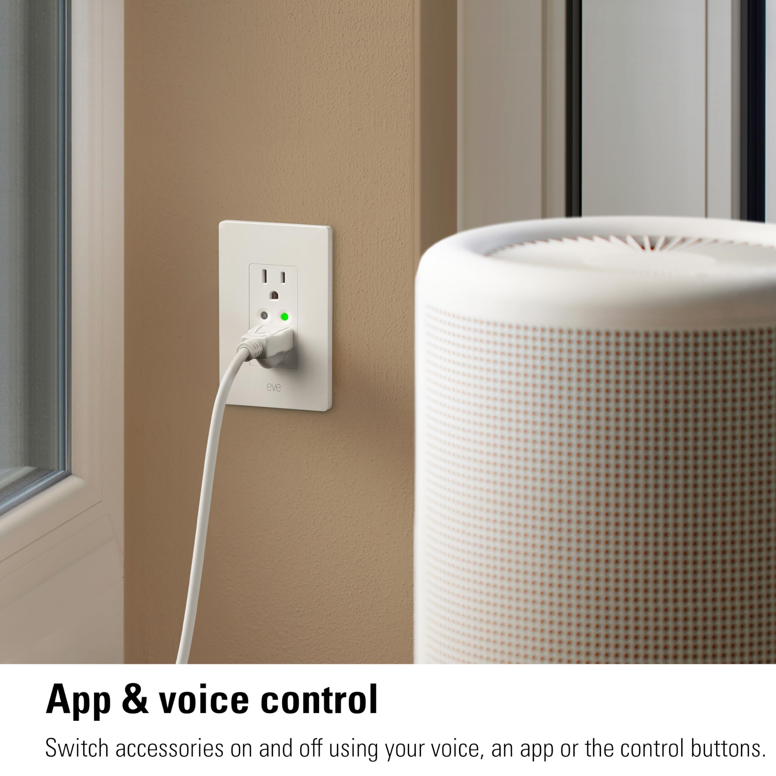 Eve Energy Outlet (Matter) – Smart Outlet & Power Meter, App & Voice Control, No Bridge, Thread, Works with Apple Home, Alexa, Google Home, SmartThings, 100% Privacy, Requires Thread Border Router