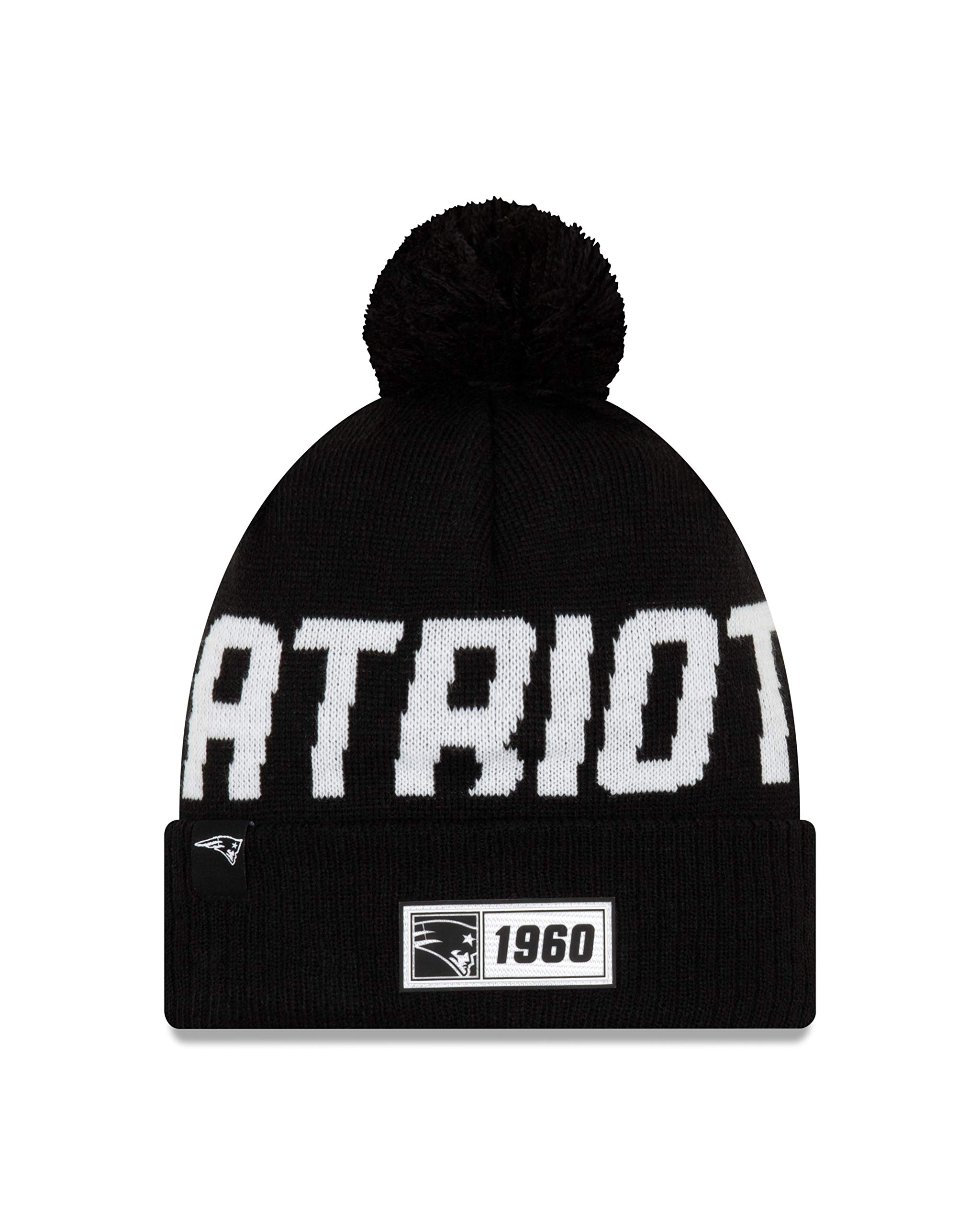 New Era New England Patriots Beanie Knit Nfl 2019 Sideline Road 1960 Black - One-Size