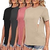 Ecavus Women's 3-Pack Nursing Shirts for Breastfeeding with Hidden Zippers Loose Fit Maternity Tops