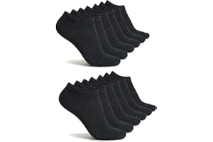 OHMYLINE Low Cut Socks, Arch Support, Half Cushion, Black, Size 9-11, 6 Pack
