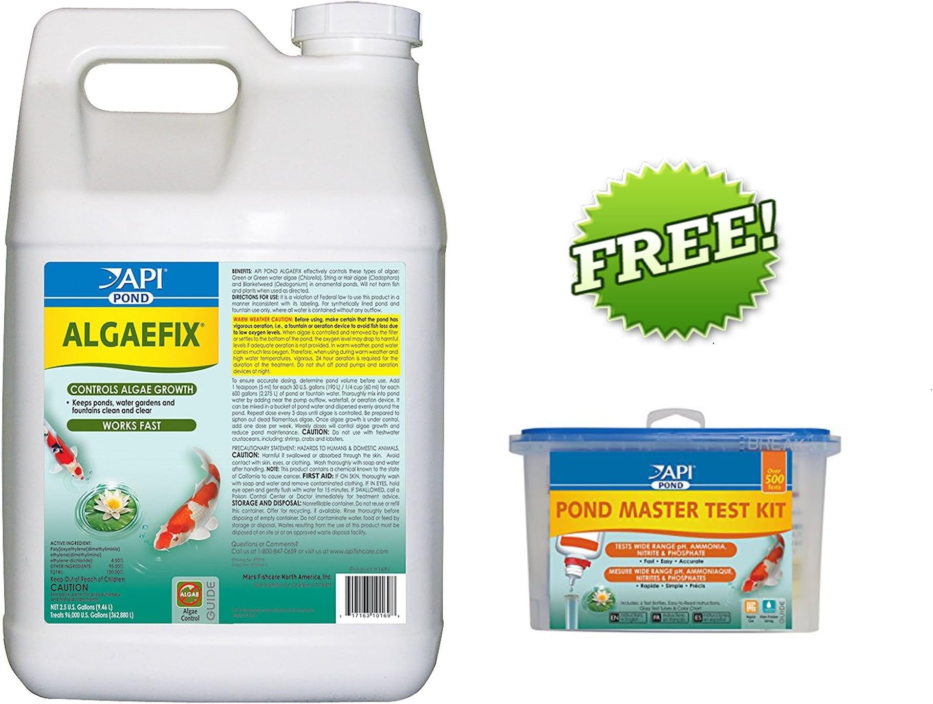 Marvin Gardens Store API PondCare AlgaeFix 2.5 Gallon Pond Algae Control 169J Plus Free API Master Test Kit 164M
