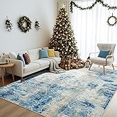 Merelax 4x6 Washable Area Rug for Living Room, Blue Boho Abstract Bedroom Area Rugs, Non Slip Entryway Rug, Low Pile Carpet for Kitchen Dining Room Study Office Kids Room