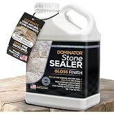 DOMINATOR Stone Sealer 1 Gal - Low Gloss Wet Look Natural Stone Sealer &amp; Enhancer for Outdoor Patio, Travertine, Flagstone, Limestone, Slate | Water Based Paver Sealer | Protects &amp; Restores Stone