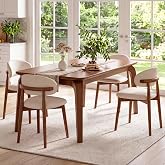 SinxkaanSolid Wood Rectangular Dining Table, Easy‑Assembly Kitchen Table ((1 Table + 4 Chairs Walnut, 47.24inch)