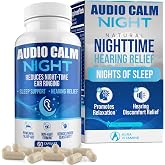 Audio Calm Night (60 Caps) | Natural Tinnitus Relief Supplement for Sleep | Eases Nighttime Ear Ringing and Hearing Discomfort | Non-Habit Forming Sleep Aid