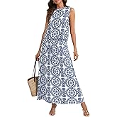 Rooscier Women's Floral Print 2 Piece Outfits Sleeveless Tank Top and A Line Long Skirt Sets Suit